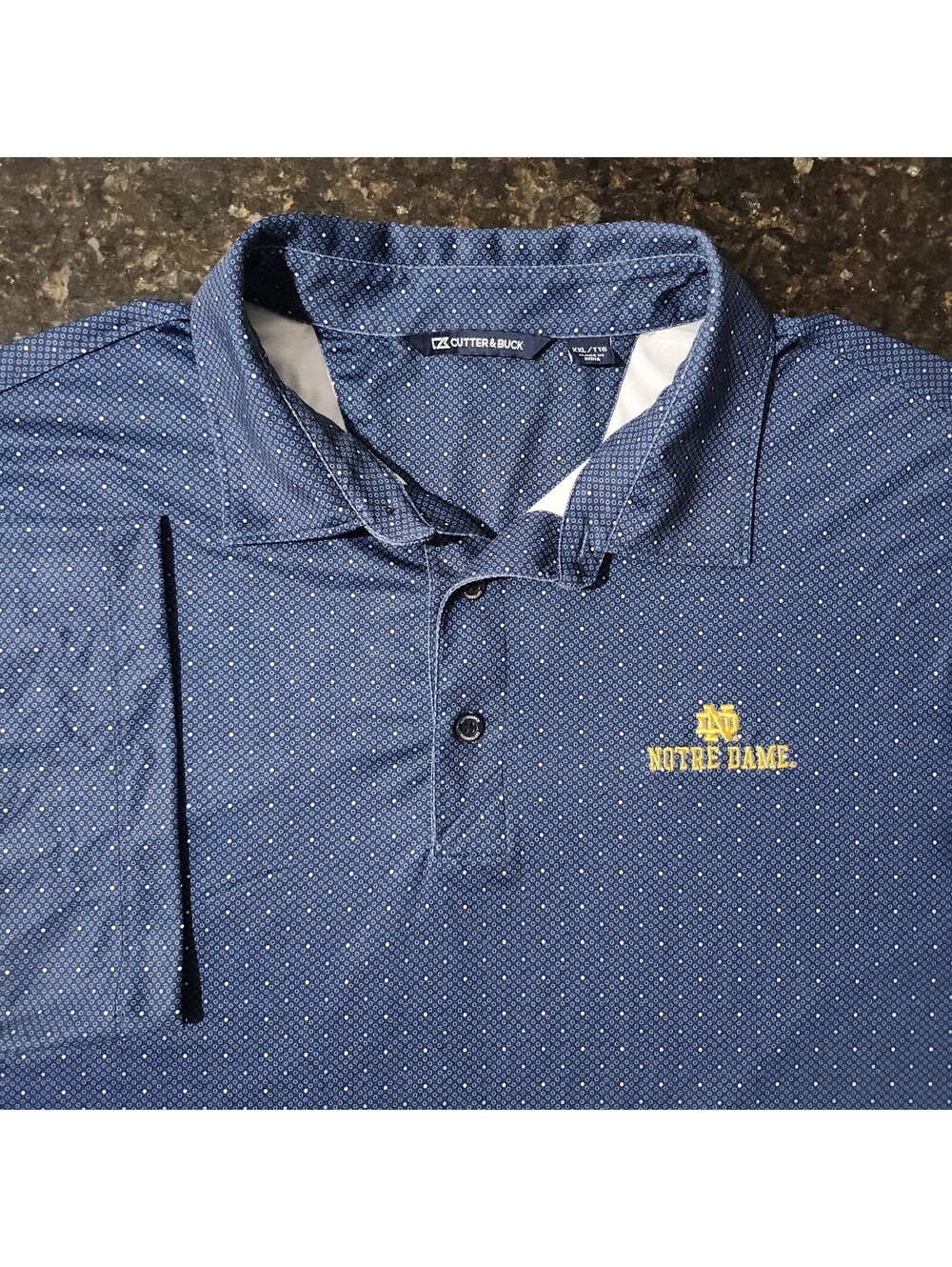 Cutter Buck Notre Dame Performance Stretch Polka Dot Polo Golf Preppy Mens XXL